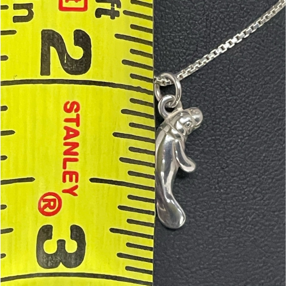 Sterling Silver Manatee Pendant 18” Necklace - Picture 3 of 4